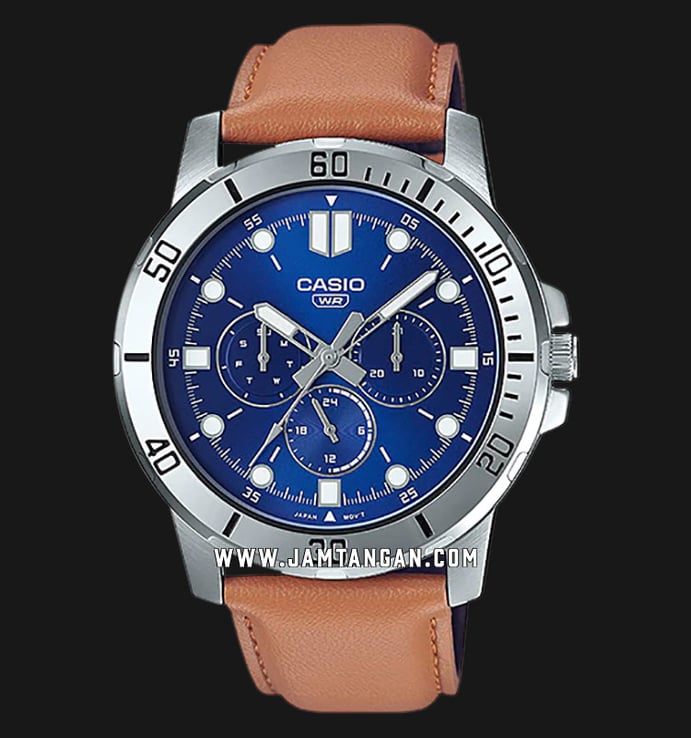 Casio General MTP-VD300L-2EUDF Men Blue Dial Brown Leather Band