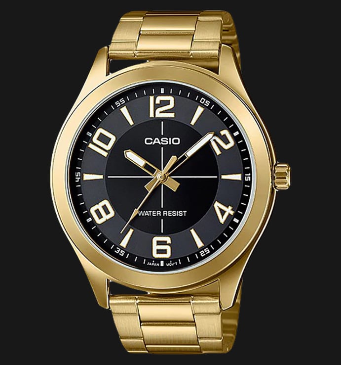 Casio MTP-VX01G-1BUDF Black Dial Gold Ion Plated