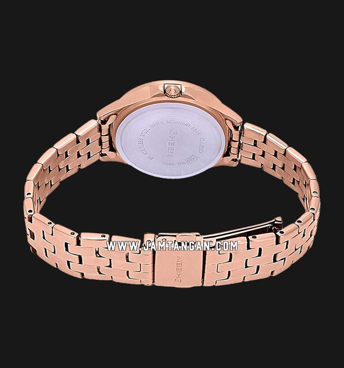 Casio Sheen SHE-3062PG-7AUDF White Dial Rose Gold Stainless Steel Strap