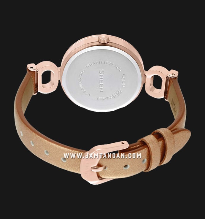 Casio Sheen SHE-3067PGL-7BUDF Mother of Pearl Dial Rose Gold Leather Band