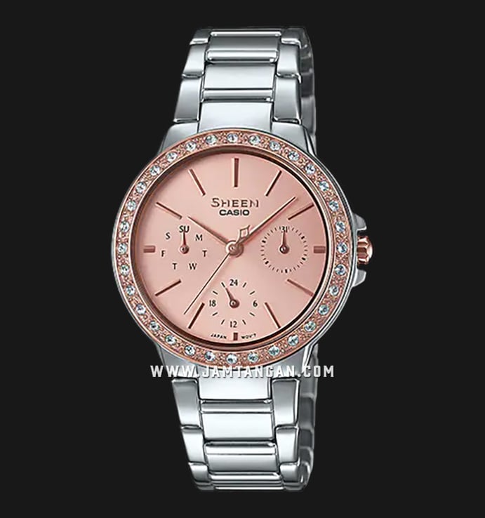 Casio Sheen SHE-3069SG-4AUDF Pink Dial Stainless Steel Band