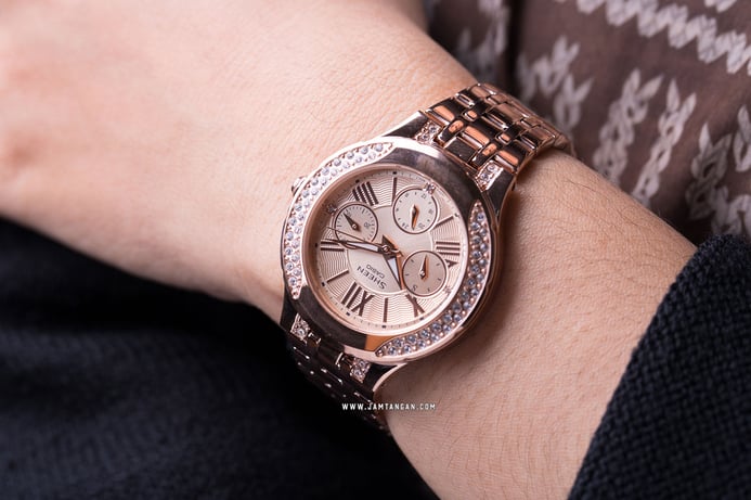 Casio Sheen SHE-3809PG-9AUDR Rose Gold Dial Rose Gold Stainless Steel Strap