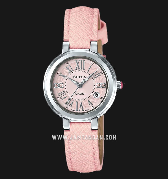 Casio Sheen SHE-4029L-4AUDR Pink Dial Pink Leather Strap