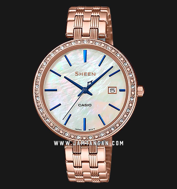 Casio Sheen SHE-4052PG-2AUDF Mother of Pearl Dial Rose Gold Stainless Steel Strap
