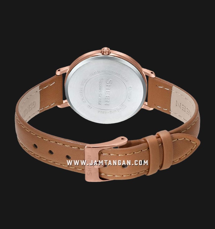Casio Sheen SHE-4534PGL-7AUDF Gold Dial Brown Leather Band