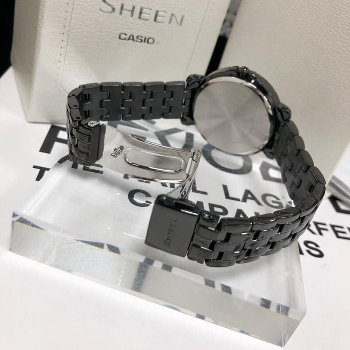 Casio Sheen SHN-3011BB-1ADF Black Dial Black Stainless Steel Band