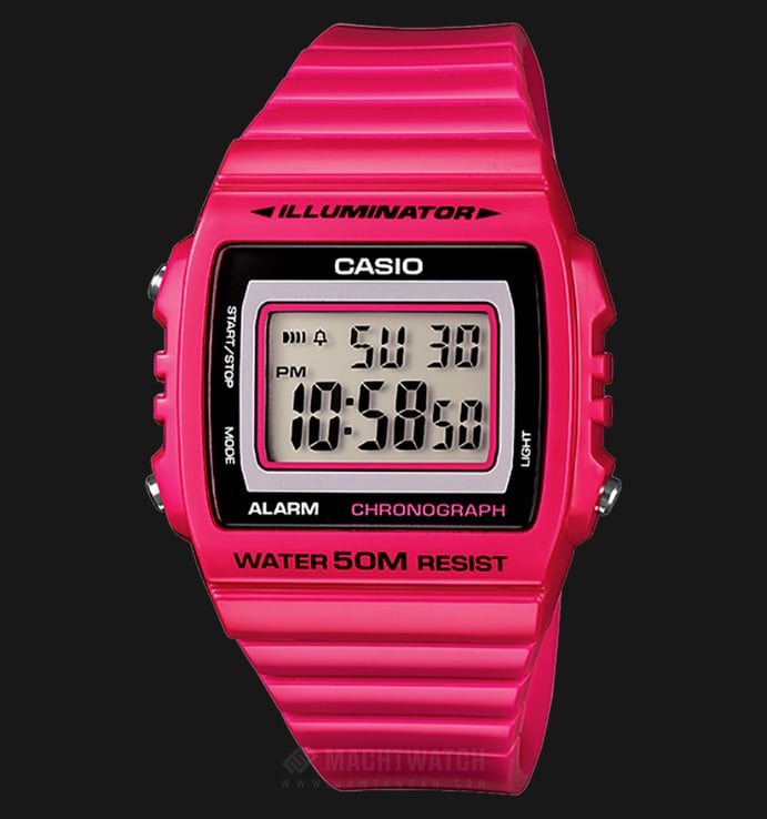 Casio General W-215H-4AVDF Square Digital Dial Pink Resin Band