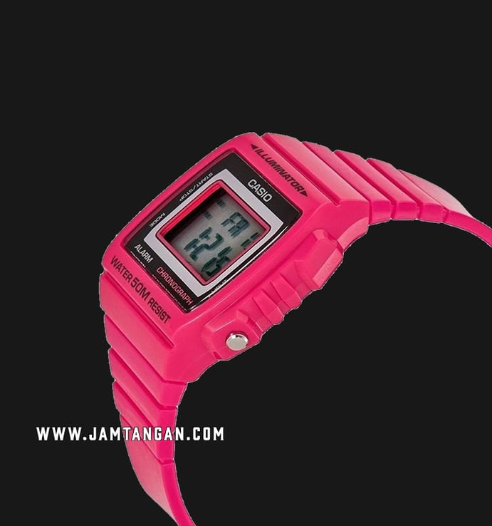 Casio General W-215H-4AVDF Square Digital Dial Pink Resin Band