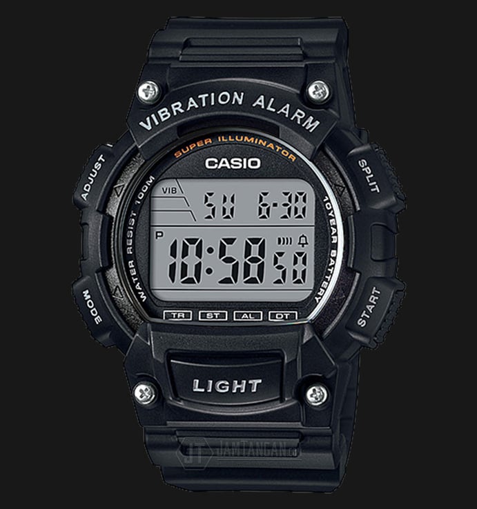 Casio General W-736H-1AVDF 10 Year Battery Water Resistance 100M Black Resin Band