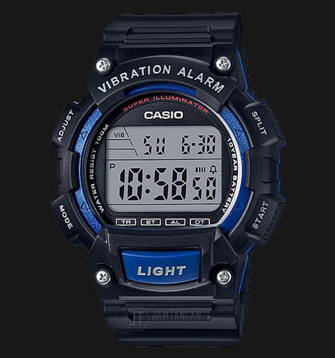Casio General W-736H-2AVDF 10 Year Battery Water Resistance 100M Digital Dial Black Resin Band