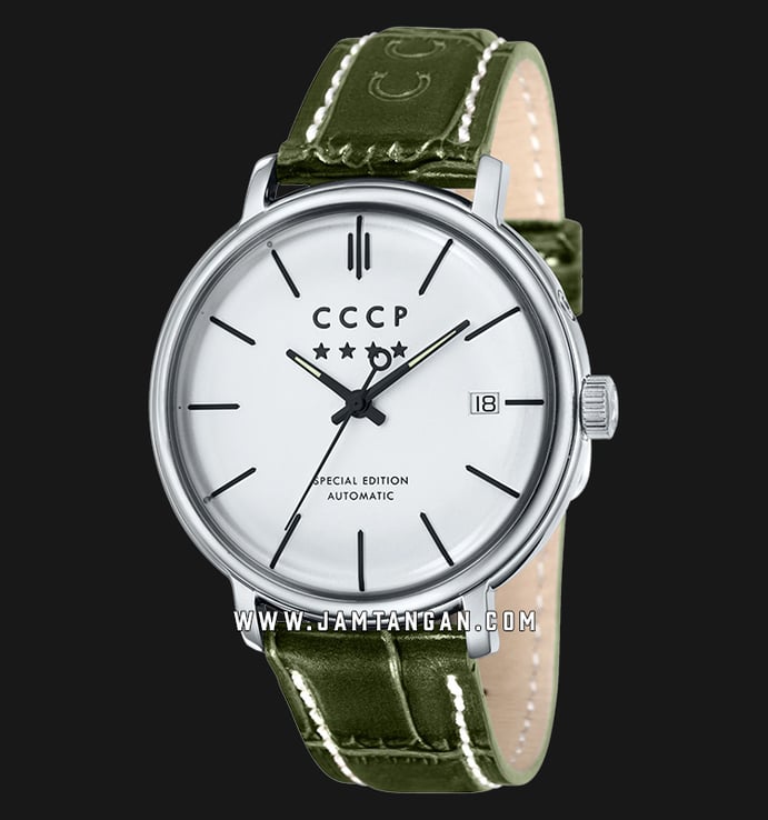 CCCP Heritage CP-7019-04 Automatic White Dial Green Leather Strap