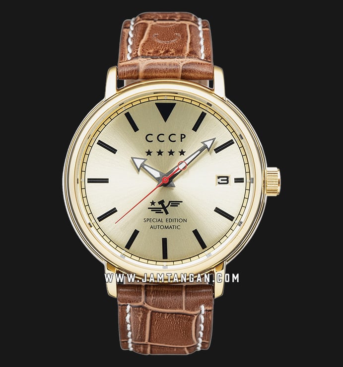 CCCP Heritage CP-7020-03 Automatic Gold Dial Brown Leather Strap