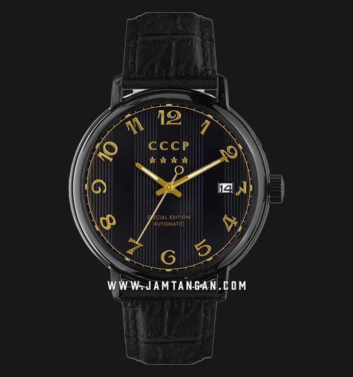 CCCP Heritage CP-7021-07 Automatic Black Dial Black Leather Strap