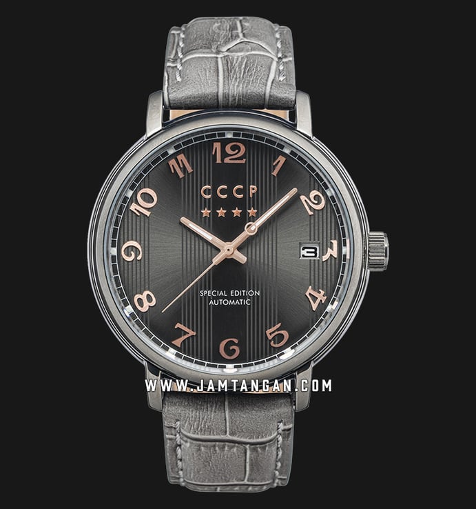 CCCP Heritage CP-7021-0C Automatic Black Dial Grey Leather Strap
