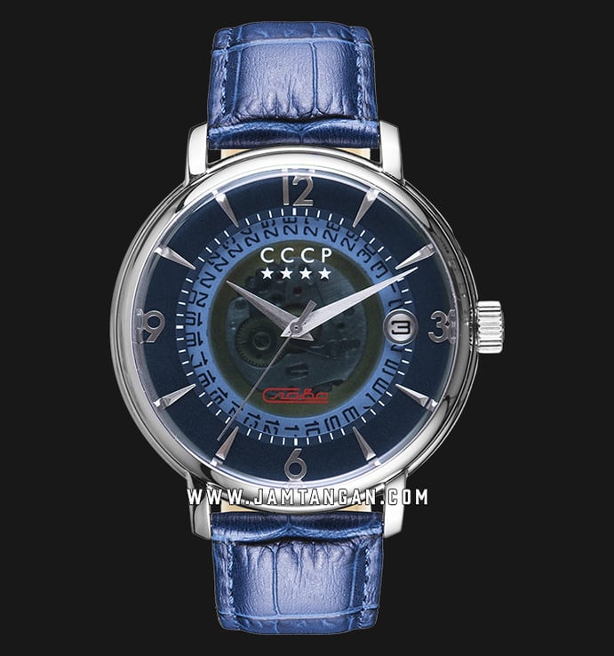 CCCP Heritage CP-7036-02 Automatic Men Blue Skeleton Dial Blue Leather Strap