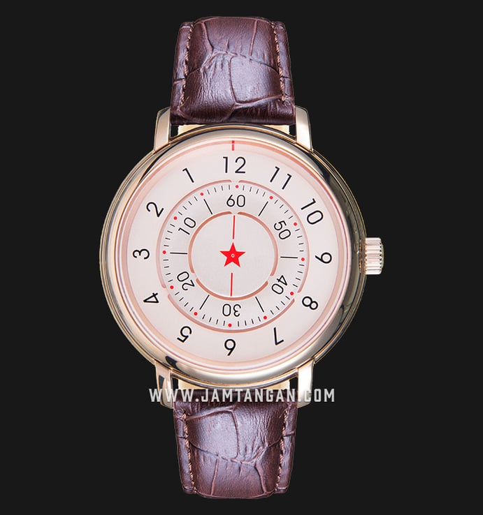 CCCP Aleksandrov CP-7042-06 Automatic White Dial Brown Leather Strap