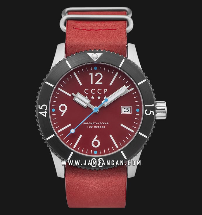 CCCP Arkhipov CP-7045-03 Automatic Men Red Dial Red Leather Strap