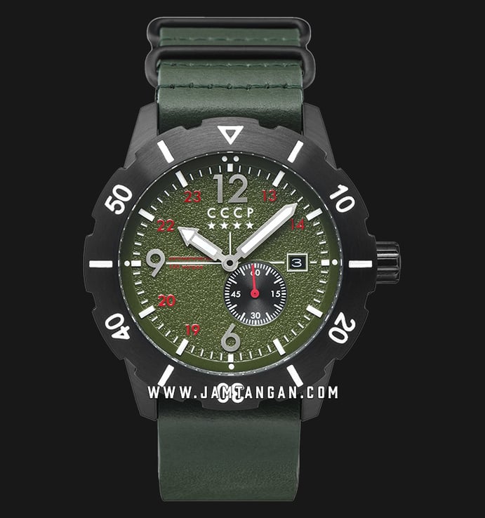CCCP Arkhipov CP-7047-03 Automatic Men Green Dial Green Leather Strap