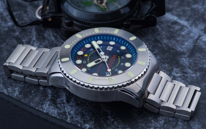 CCCP Naval Kiev CP-7069-22 Diver 1000M Automatic Blue Dial Stainless Steel Strap Limited Edition