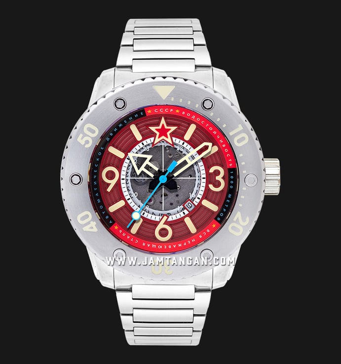 CCCP Naval Barrakuda CP-7094-44 Automatic Red Dial Stainless Steel Strap LIMITED EDITION