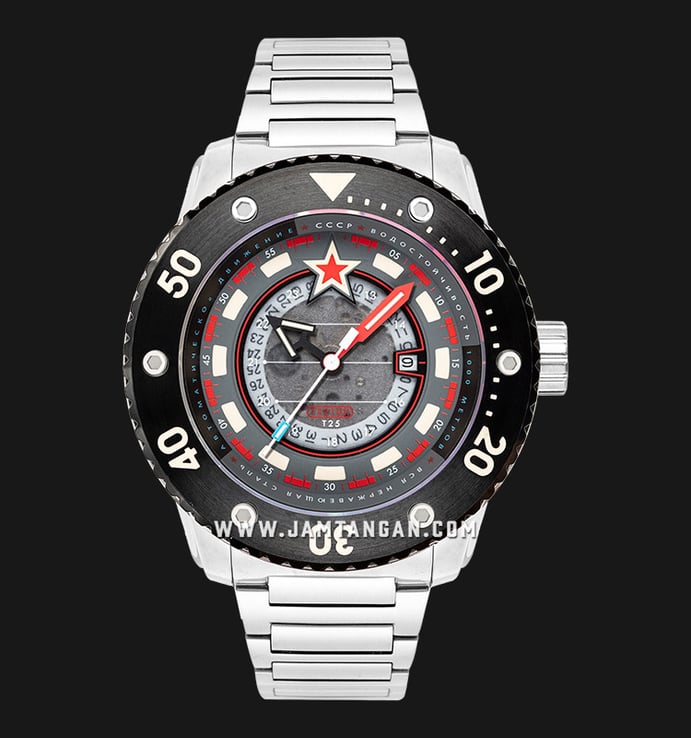 CCCP Naval Kondor CP-7095-44 Diver 1000M Automatic Black Dial Stainless Steel Strap