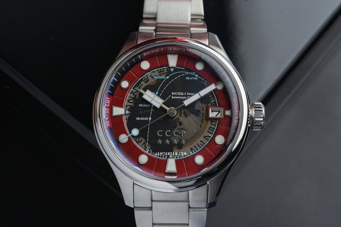 CCCP Leonov CP-7099-33 Automatic Men Grey Map Dial Stainless Steel Strap Limited Edition