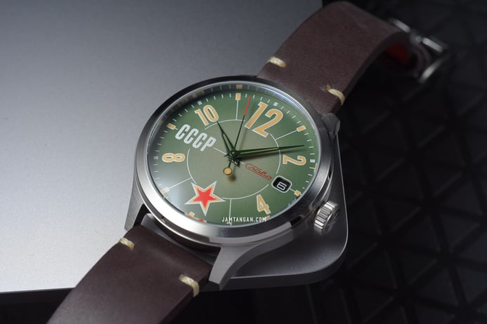 CCCP Lissitzky CP-7104-02 Automatic Men Green Dial Dark Brown Leather Strap