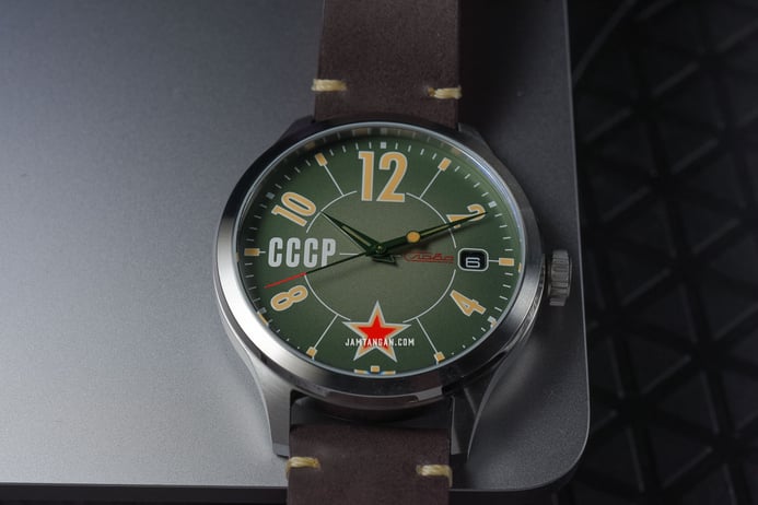 CCCP Lissitzky CP-7104-02 Automatic Men Green Dial Dark Brown Leather Strap