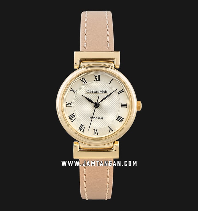 Christian Mode CM347GDBR-L Light Gold Dial Taupe Leather Strap