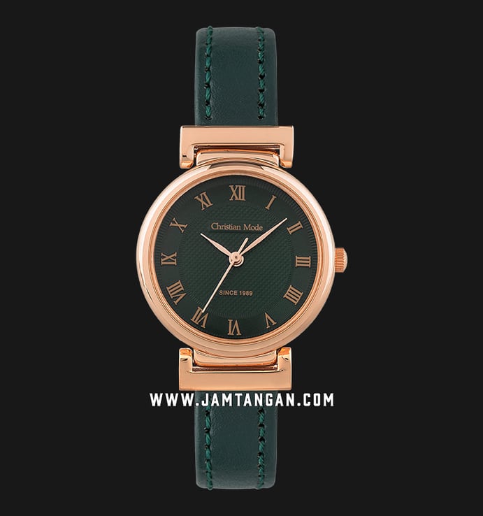 Christian Mode CM347GNGN-L Green Dial Green Leather Strap