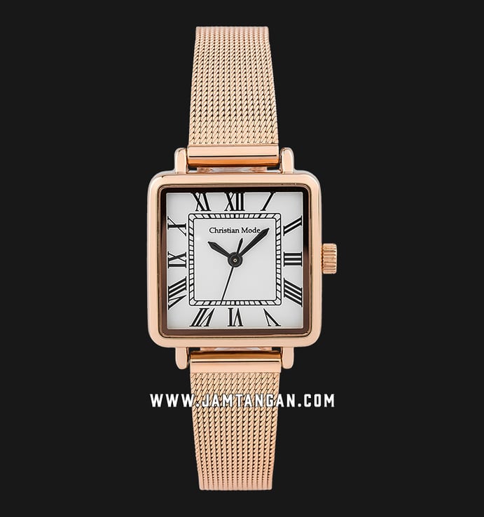 Christian Mode CM408RG White Dial Rose Gold Stainless Steel Strap + Extra Strap