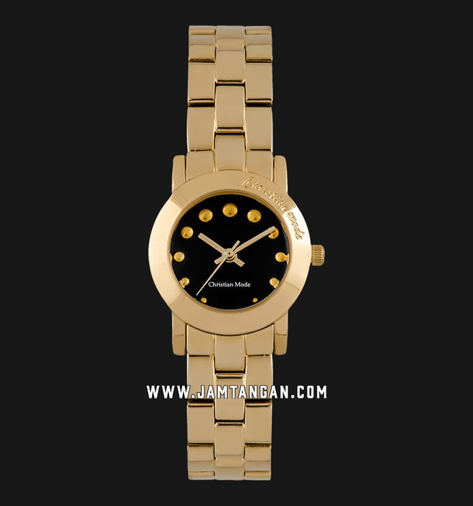 Christian Mode CMC0194GBGD Black Dial Gold Stainless Steel Strap