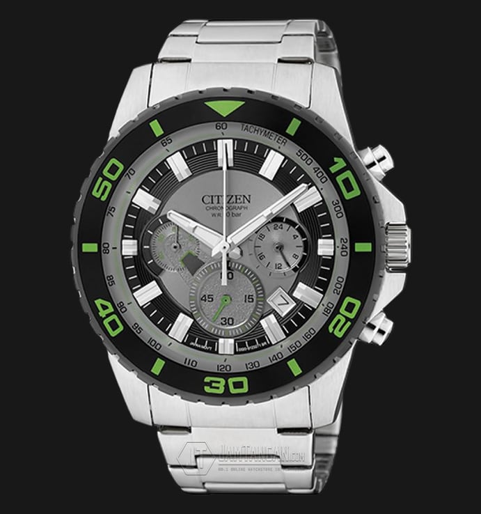 Citizen AN8030-58G Chronograph Black Dial Stainless Steel Bracelet Watch