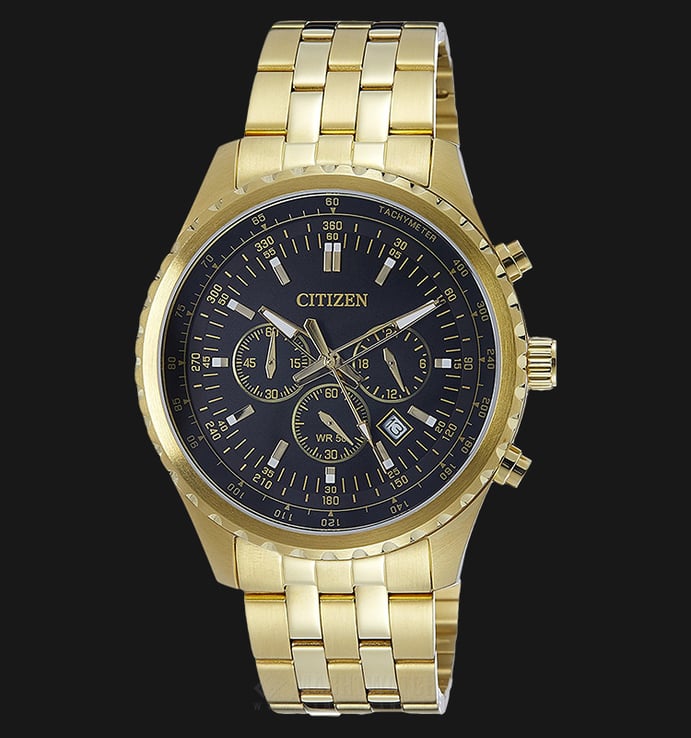 Citizen AN8062-51E Men Chronograph Black Dial Gold-tone Stainless Steel Watch