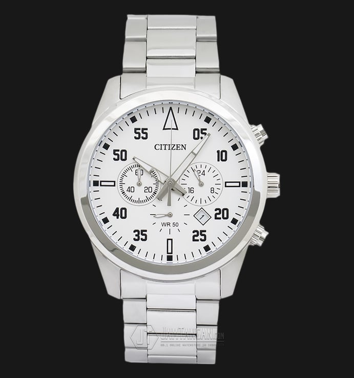 Citizen AN8090-56A Chronograph White Dial Stainless Steel Bracelet Watch