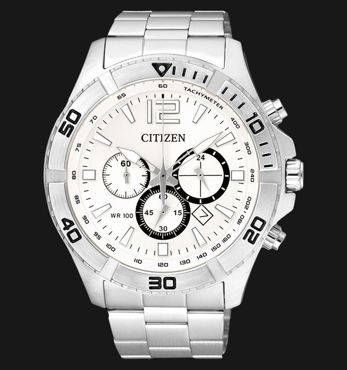 Citizen AN8120-57A Men Chronograph White Dial Stainless Steel Watch