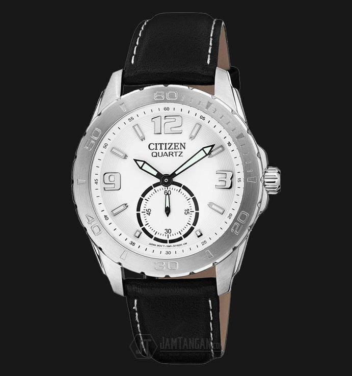 Citizen AO3010-05A White Dial Black Leather Strap Watch