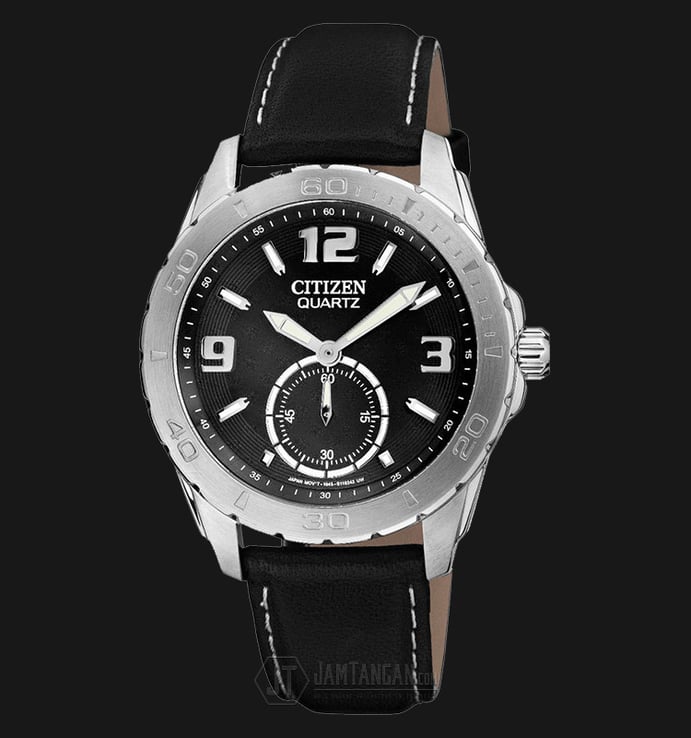 Citizen AO3010-05E Black Dial Black Leather Strap Watch