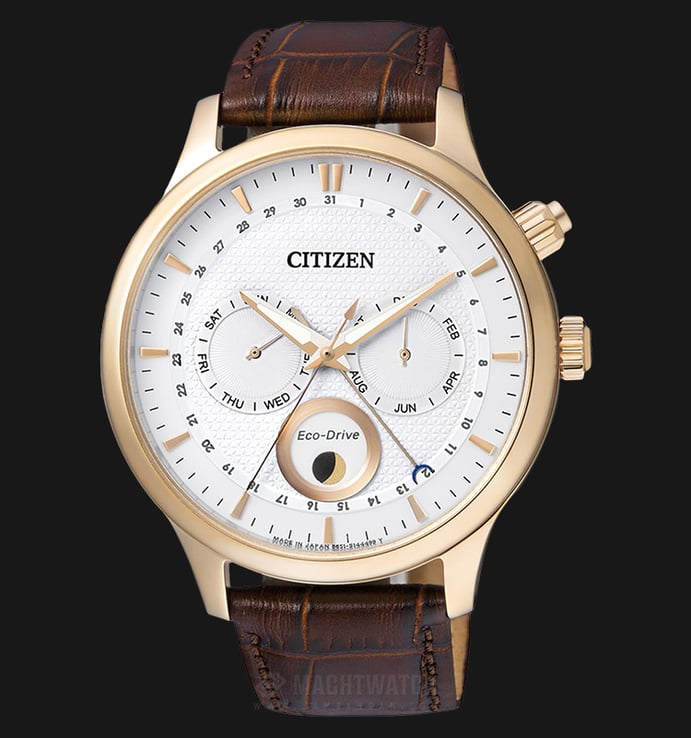 Citizen AP1052-00A Eco-Drive Men White Dial Stainless Steel Case Brown Leather Strap