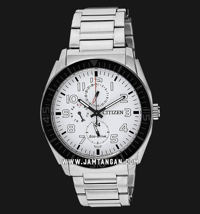 Citizen AP4010-54A Eco-Drive White Dial White Stainless Steel Strap