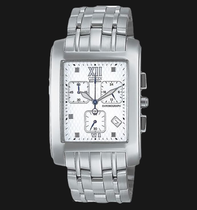 Citizen AT0017-52A Eco-Drive Men Chronograph White Dial Stainless Steel Watch