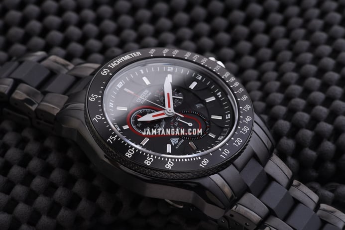 Citizen Promaster AT0719-55E Eco-Drive Chronograph Black Dial Black Stainless Steel Strap