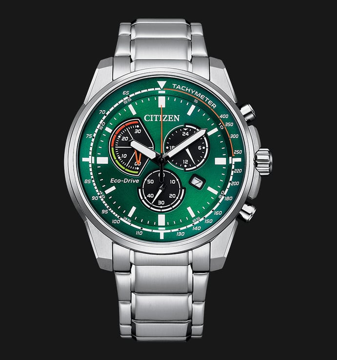 Strap Men Stainless Chronograph AT1190-87X Steel Dial Eco-Drive Citizen Green