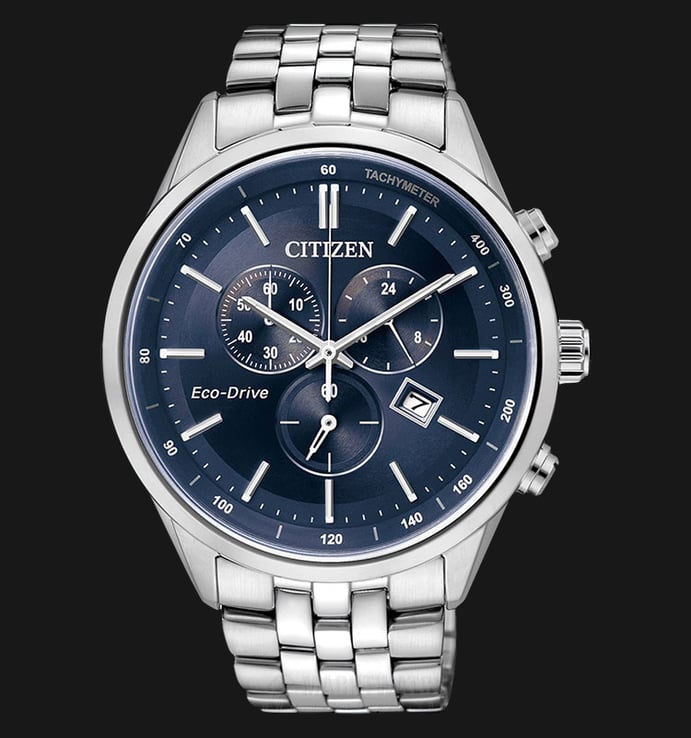 Citizen Eco-Drive AT2140-55L Chronograph Men Blue Dial Stainless Steel Strap