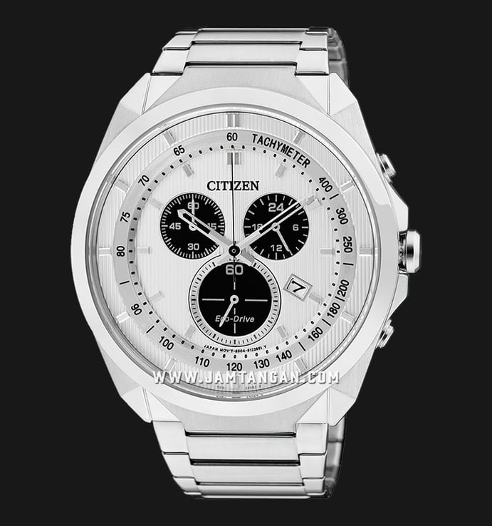 Citizen Eco-Drive AT2150-51A Chronograph Men Dual Tone Dial Stainless Steel Strap
