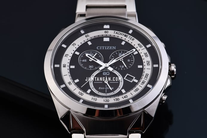 Citizen Eco-Drive AT2150-51E Chronograph Black Dial Stainless Steel Strap