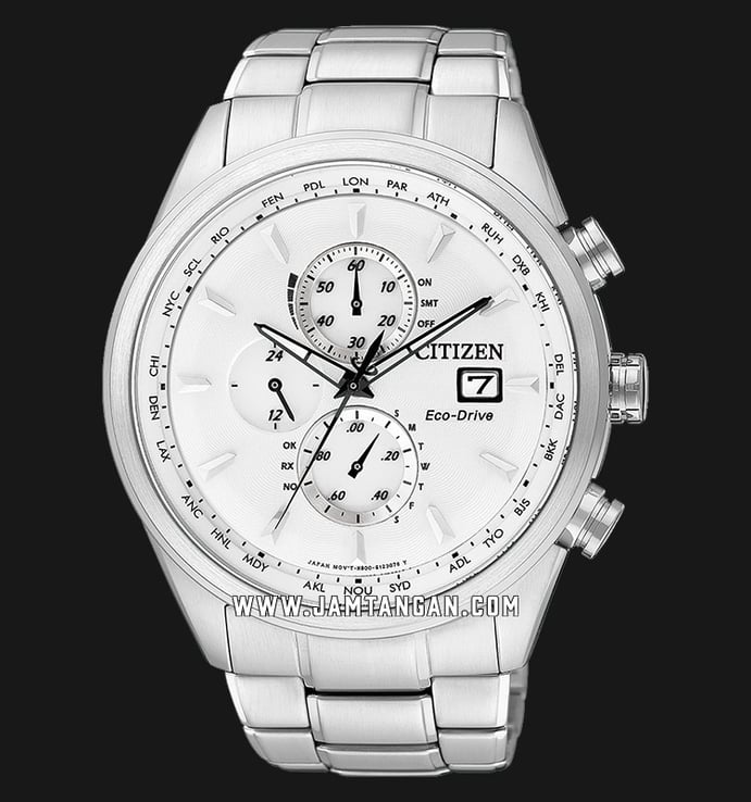 Citizen AT8015-54A Eco-Drive Chronograph White Dial Stainless Steel Strap
