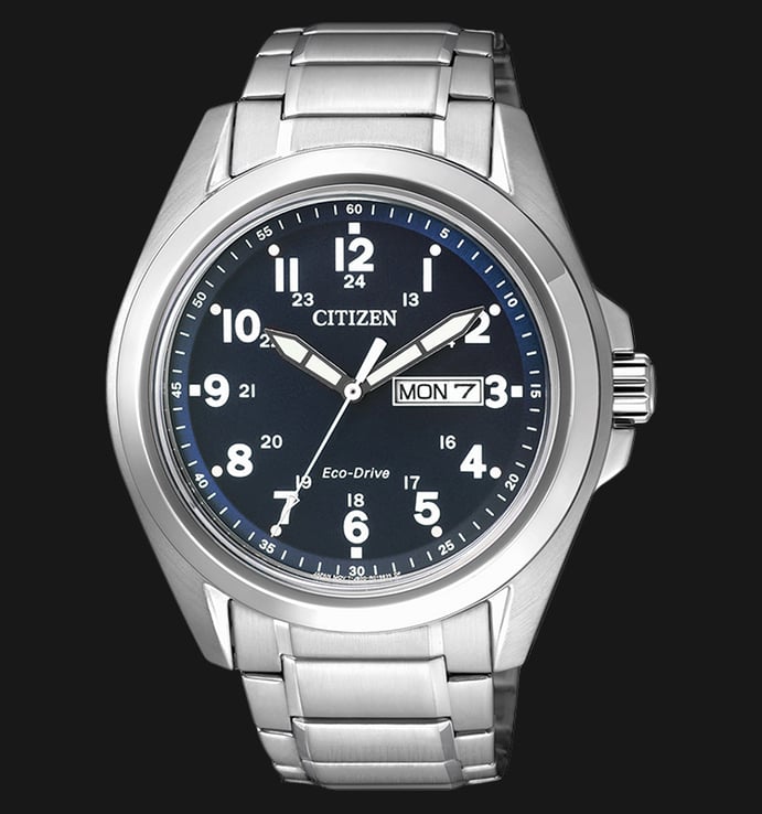 Citizen AW0050-58L Men Eco-Drive Blue Dial Stainless Steel Day-Date Watch