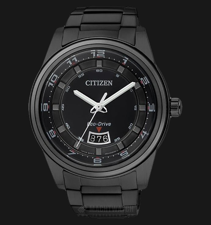 Citizen AW1284-51E Men Eco-Drive Black Dial Black IP Stainless Steel Watch