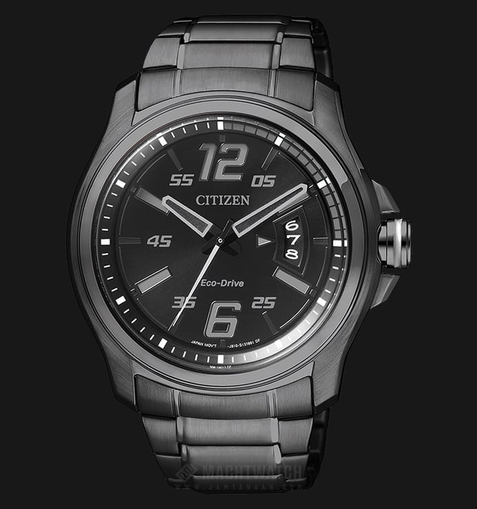 Citizen Eco Drive AW1354-58E Men Black Dial Black IP Stainless Steel Watch